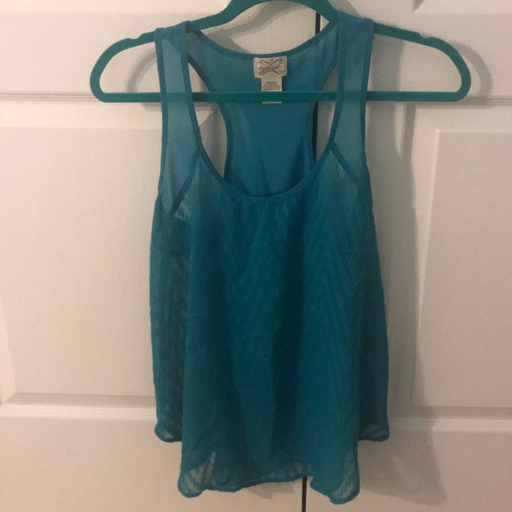 Turquoise sheer tank top